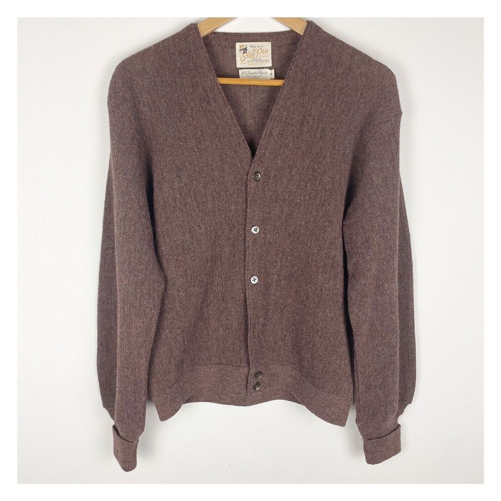 Vintage Staffpro Cardigan Unisex Brown Pure Alpaca Grunge Kurt Cobain‎ knit Golf